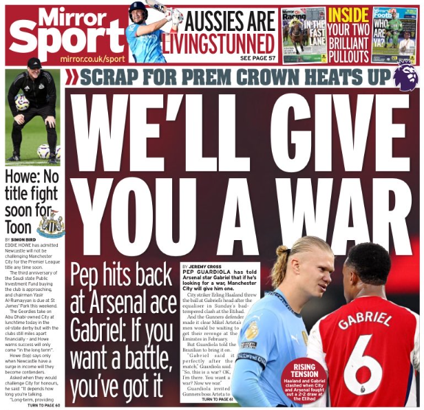 Back page of the Daily Mirror on 28 September 2024