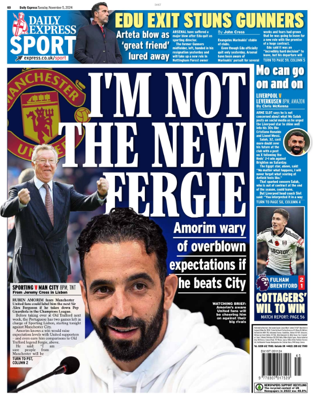 The back page of the Daily Express