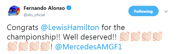 Fernando Alonso tweet