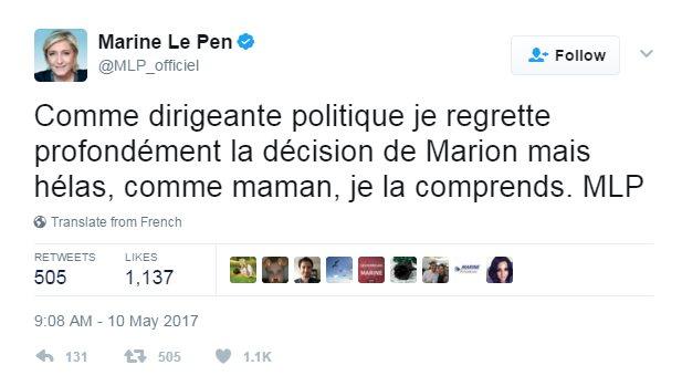 Marine Le Pen tweet