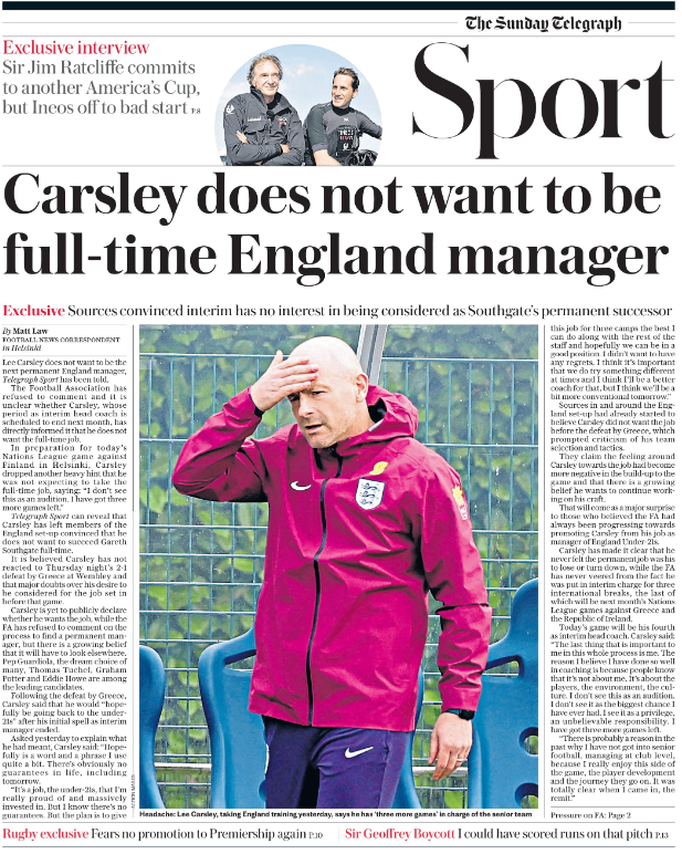 Telegraph sport page