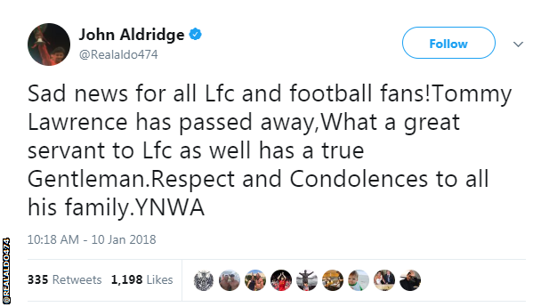 Tweet from John Aldridge