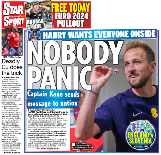 Back page of the Daily Star on 24 June 2024