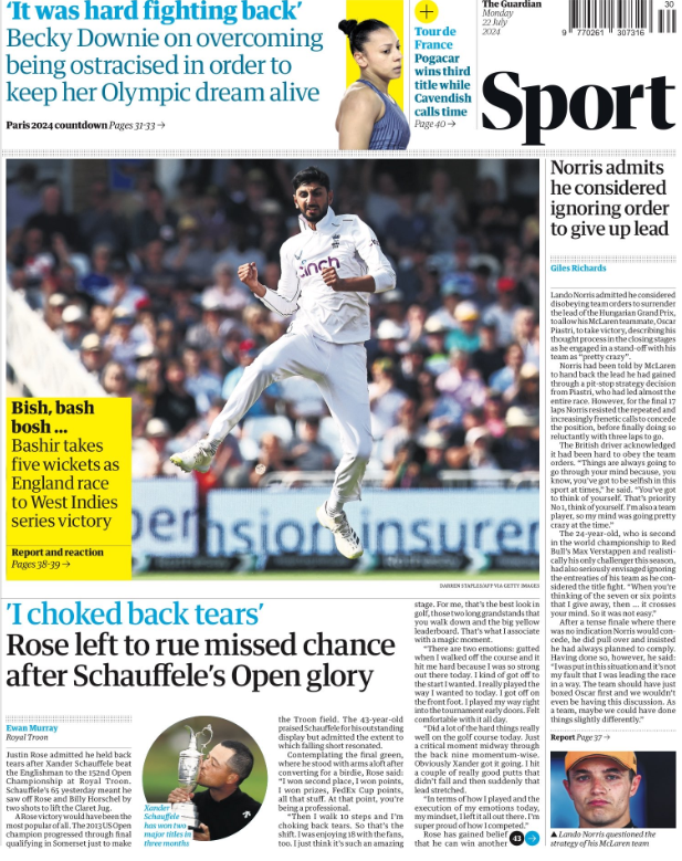 Guardian back page