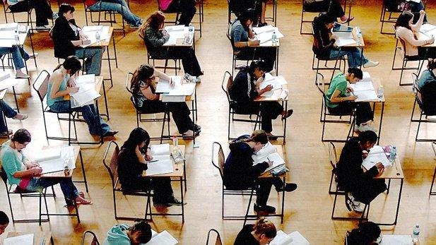 Children taking an exam