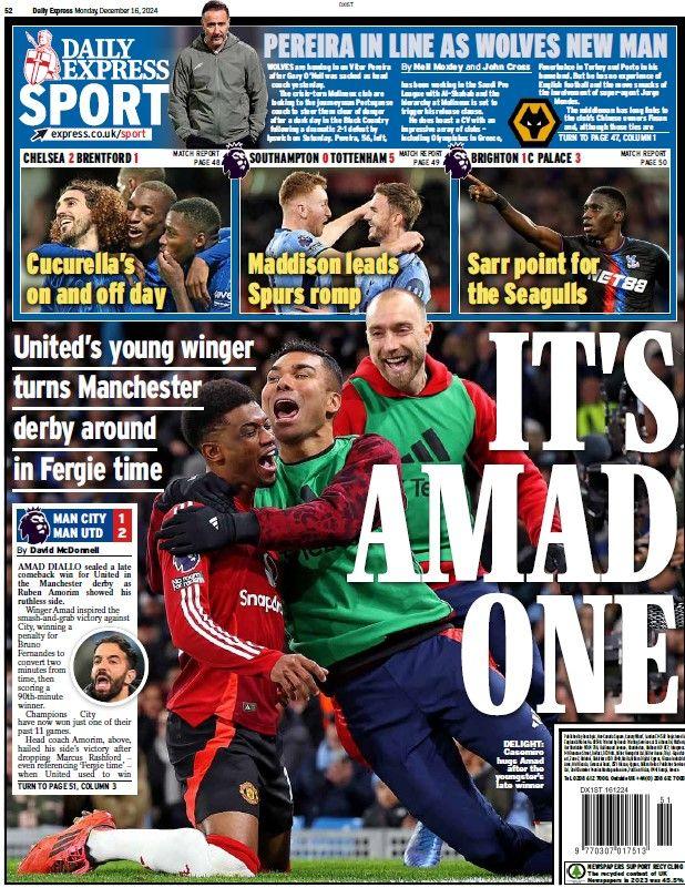 The back page of the Daily Express