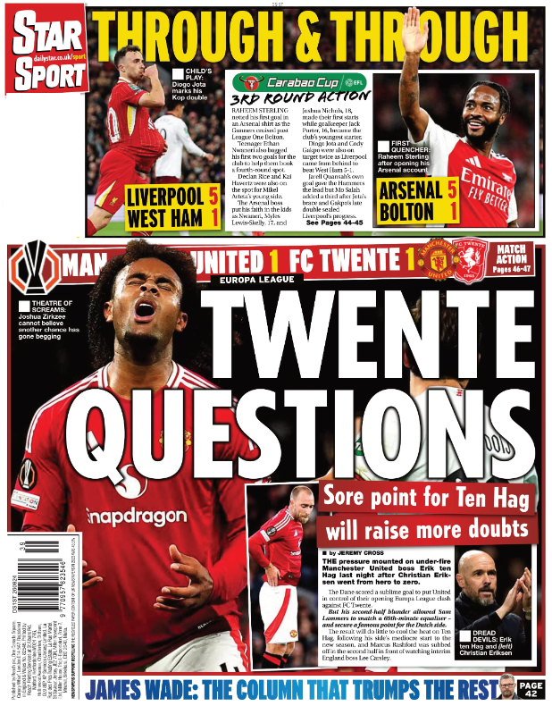 Back page of the Daily Star on 26 September 2024