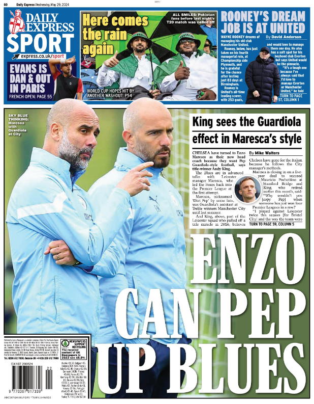 The back page of the Daily Express