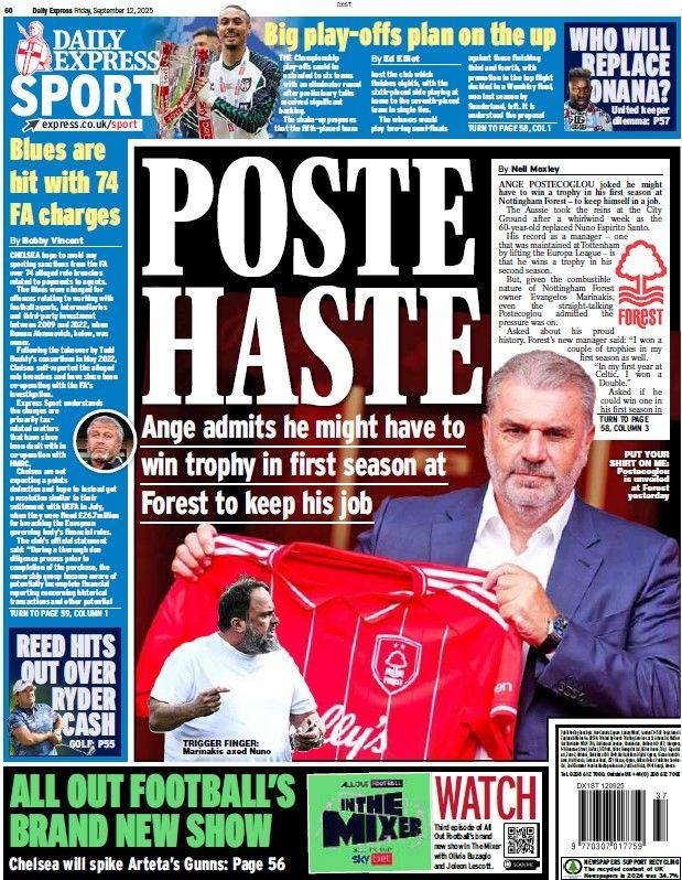 The back page of the Daily Express
