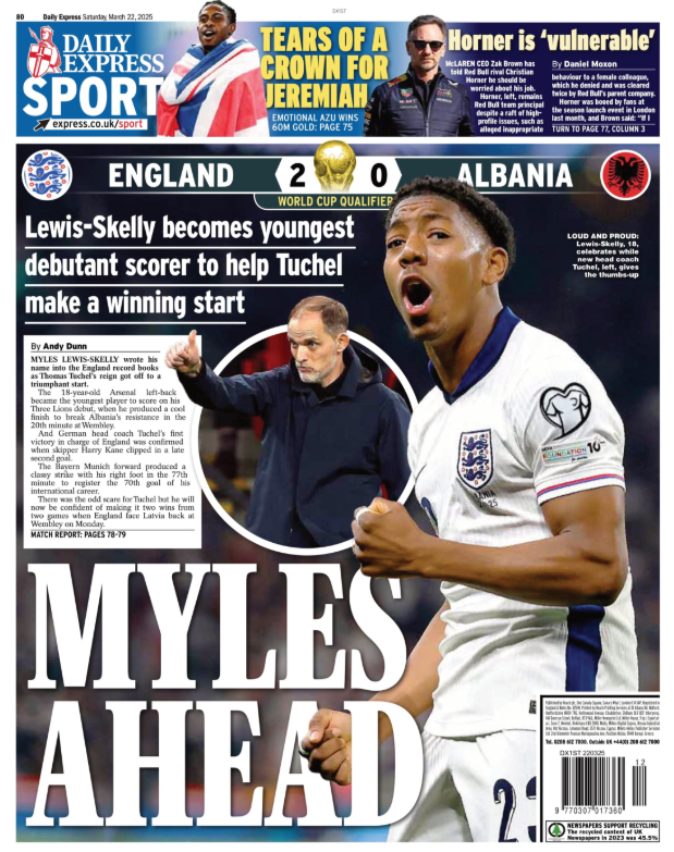 The back page of the Express