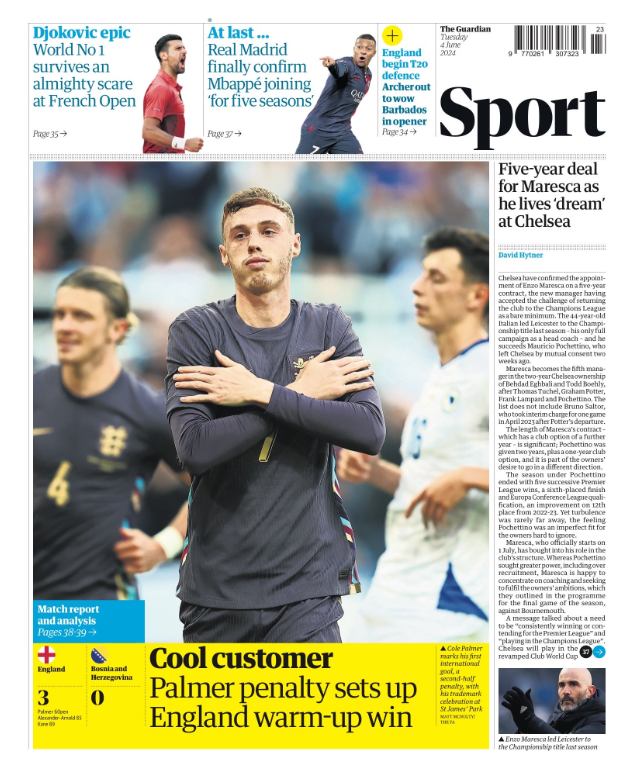 Back page of the Guardian