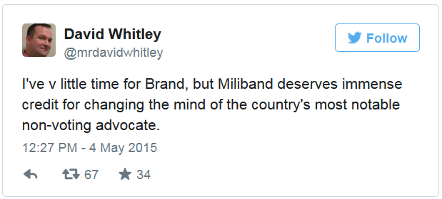 Tweet by David Whitley - 04 May 2015