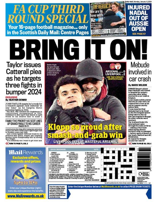 Back page of the Scottish edition of the Daily Mail