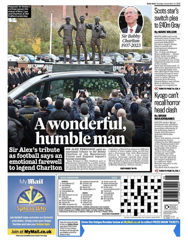 The back page of the Scottish Daily Mail