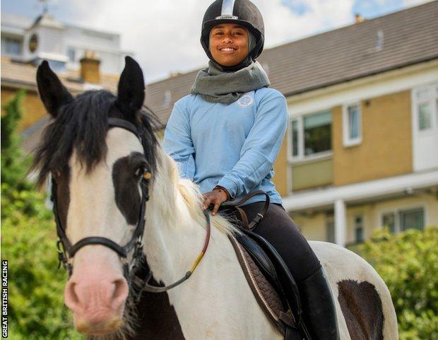 Khadijah Mellah on a horse at Ebony