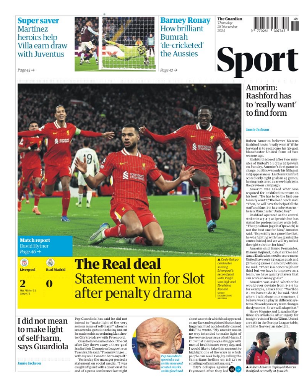 Back page of the Guardian