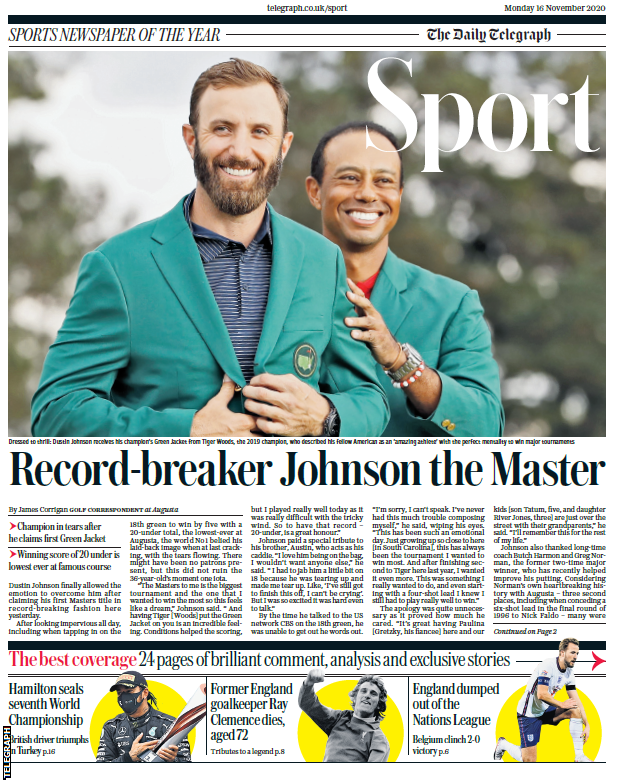 Monday's Daily Telegraph