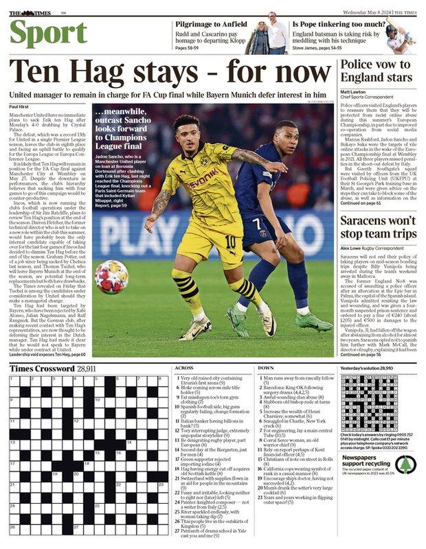 The back page of the Scottish edition of The Times