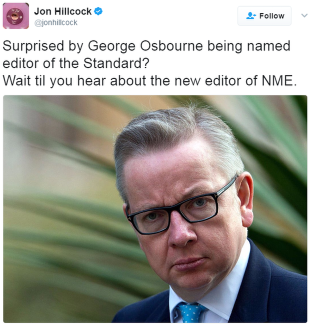 Will MP Michael Gove take up a job at NME?