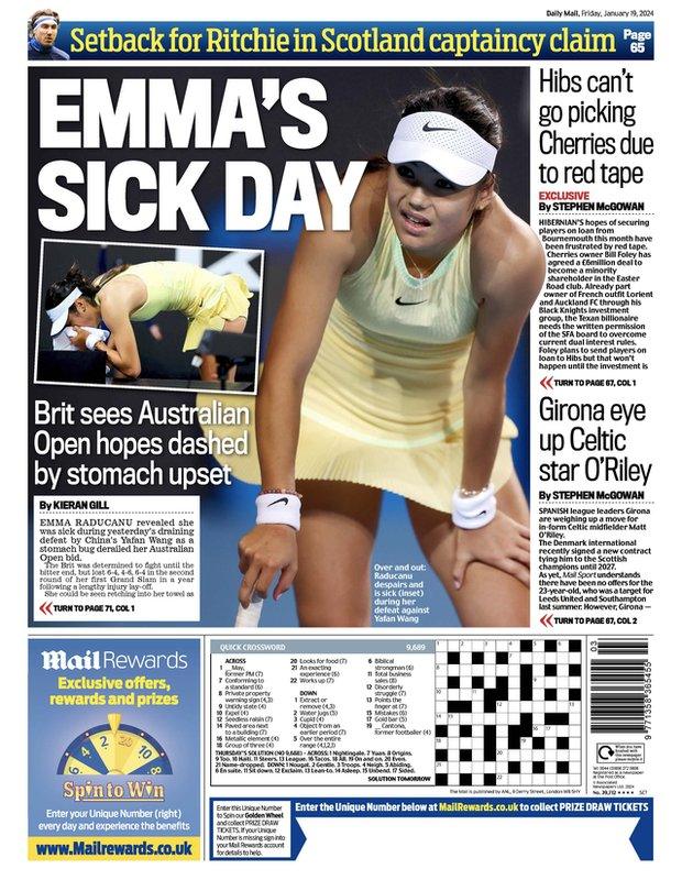 The back page of the Scottish edition of the Daily Mail