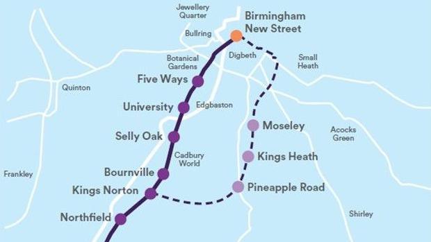A map of the Camp Hill Line.