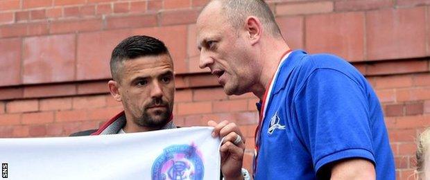 Former Rangers player Nacho Novo and Sons of Struth co-founder Craig Houston