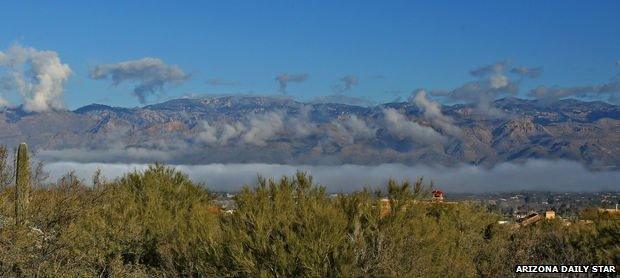 Tucson skyline as fog lifts