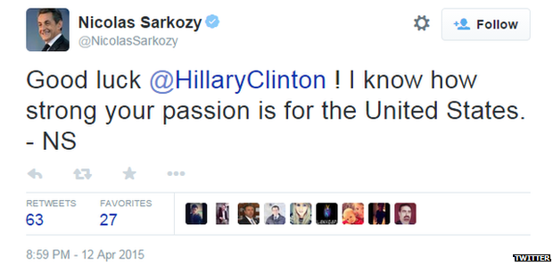 Nicolas Sarkozy tweet