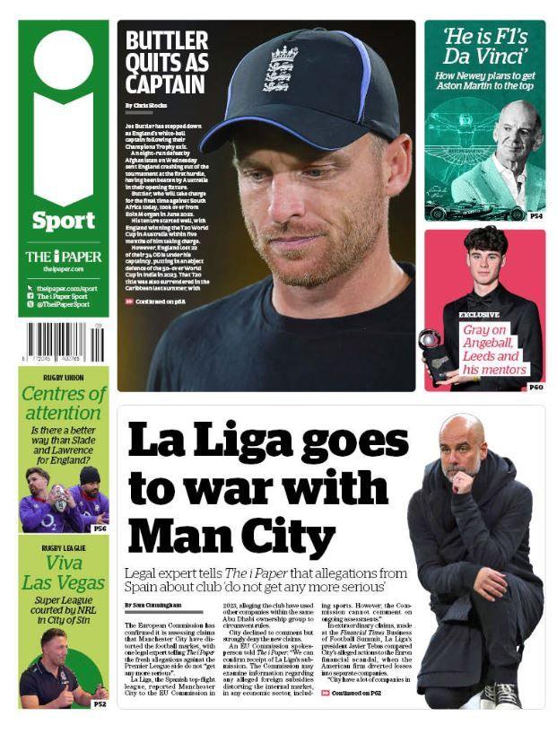 iPaper back page: 'La Liga goes to war with Man City'