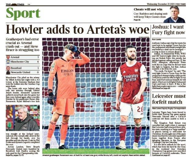 The back page of The Times