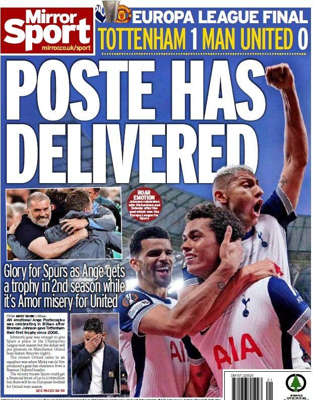 The back page of the Daily Mirror