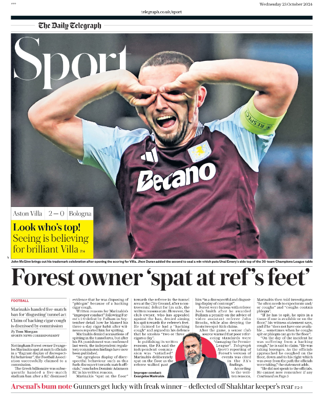 Telegraph back page