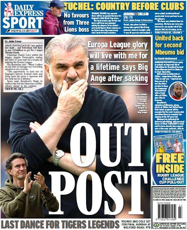 The back page of the Daily Express