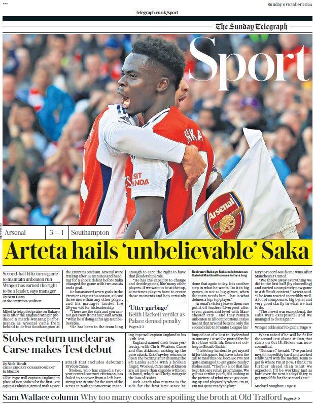 The Sunday Telegraph sports section