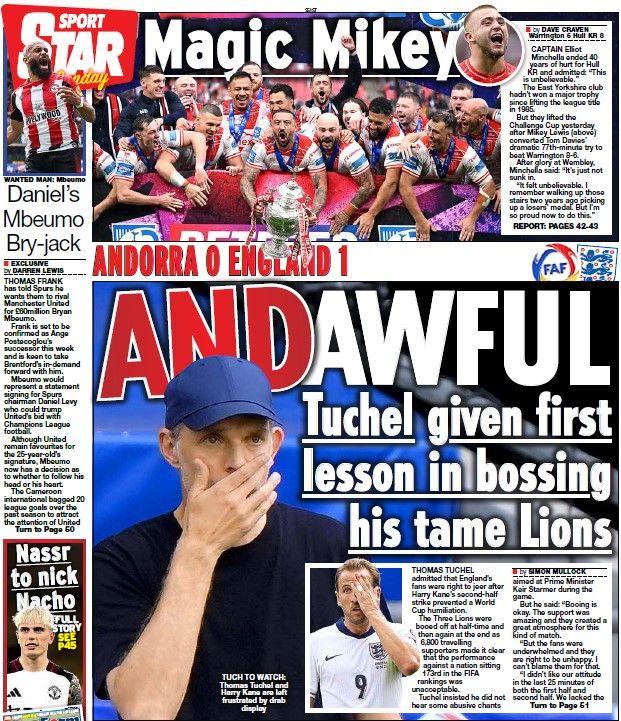 The back page of the Daily Star on Sunday 