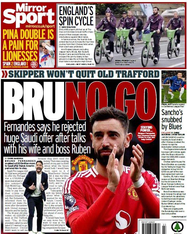 The back page of the Daily Mirror
