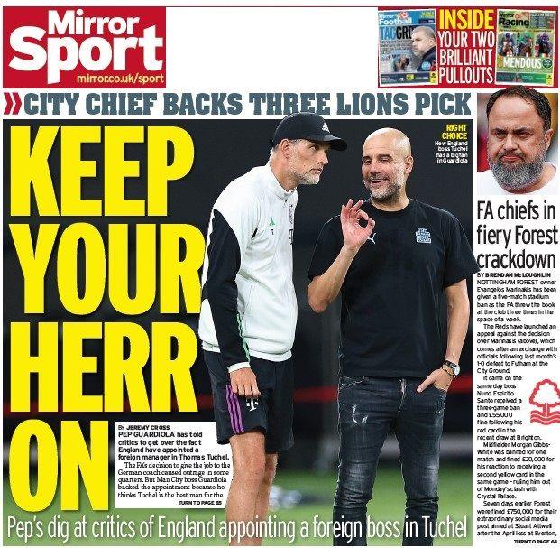 The back page of the Daily Mirror