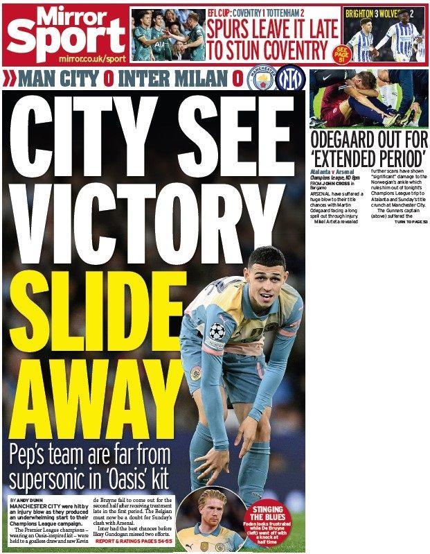 The back page of the Daily Mirror