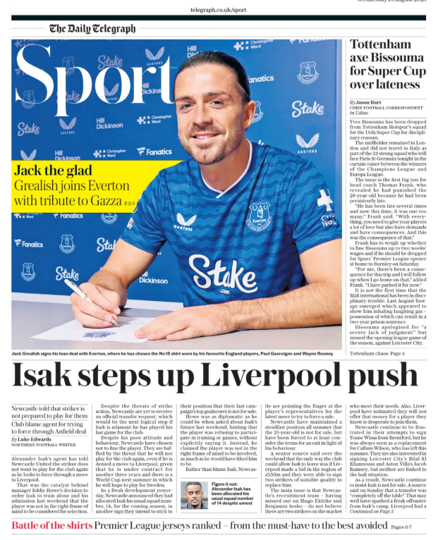 The Telegraph back page
