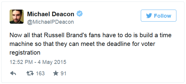 Tweet by Michael Deacon - 04 May 2015