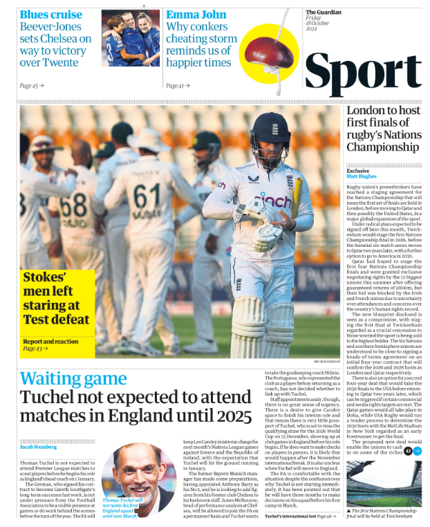 Guardian sport page