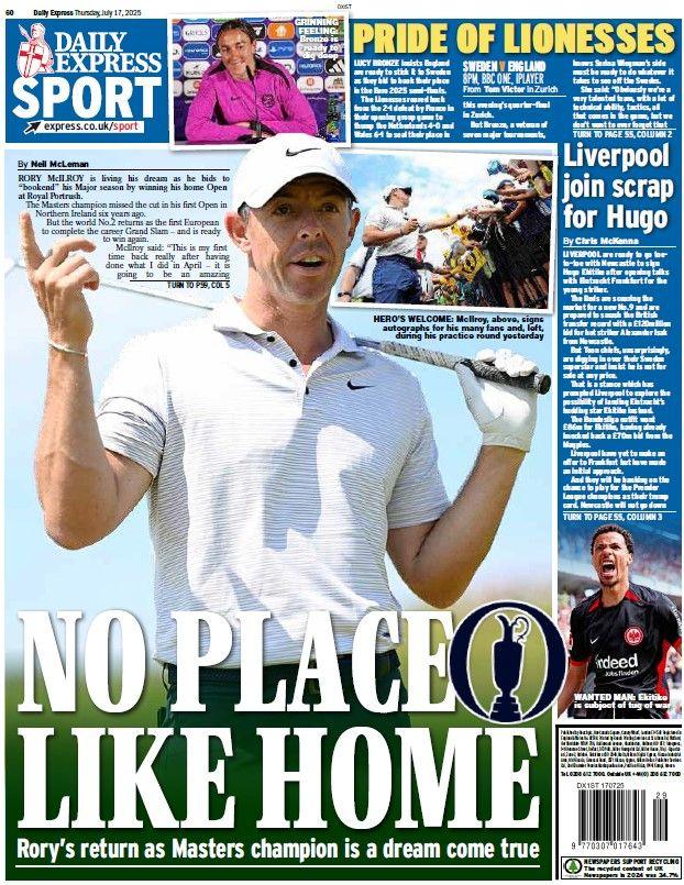 The back page of the Daily Express