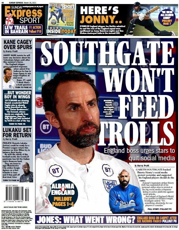 The back page of the Sunday Express