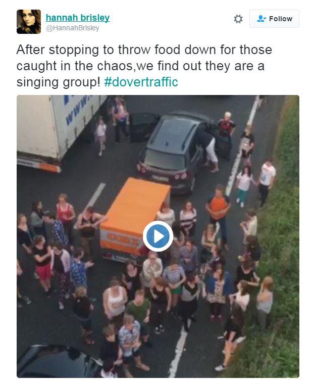 A tweet about people singing