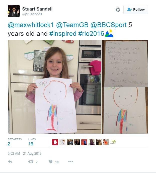 girl with hand drawn picture of Max Whitlock