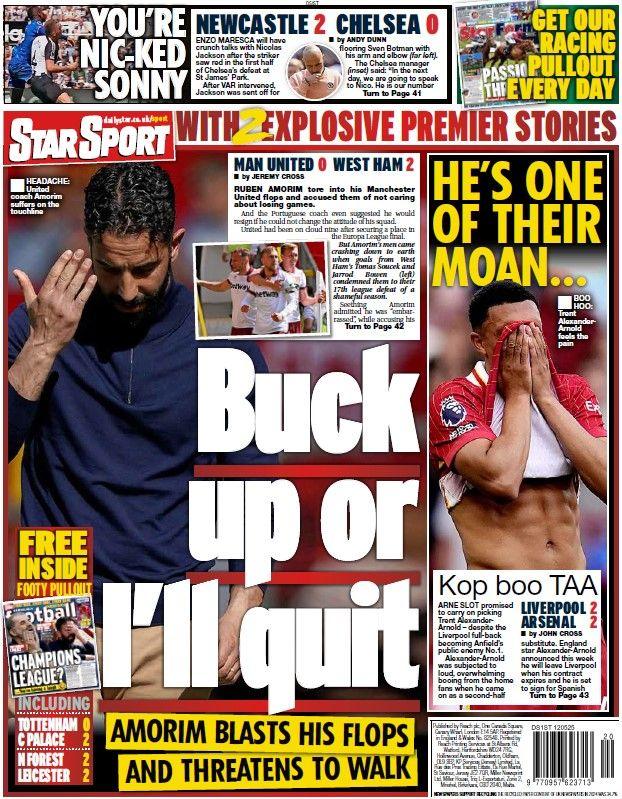 The back page of the Daily Star