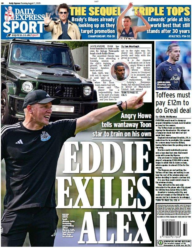 The back page of the Daily Express