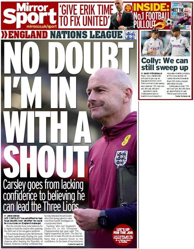 The back page of the Daily Mirror