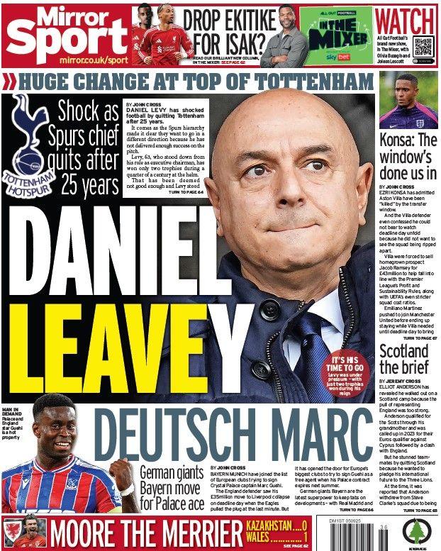 The back page of the Daily Mirror