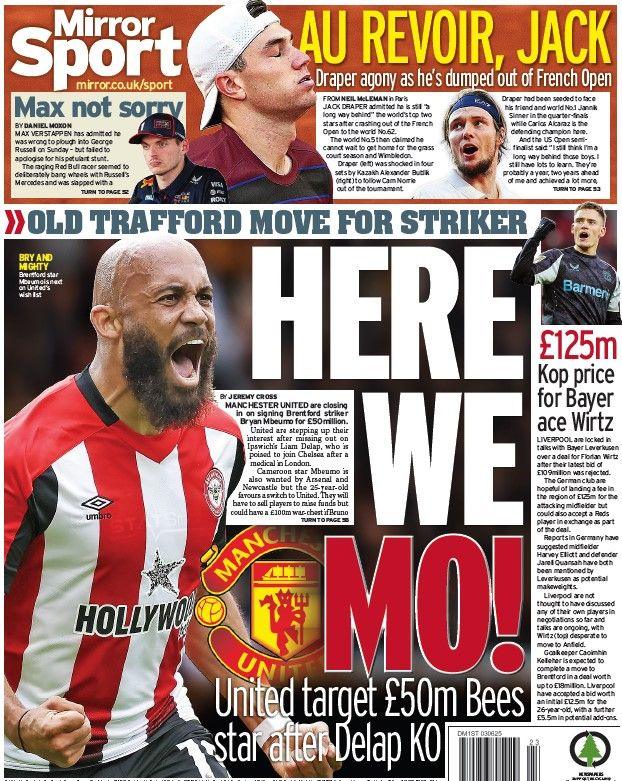 The back page of the Daily Mirror